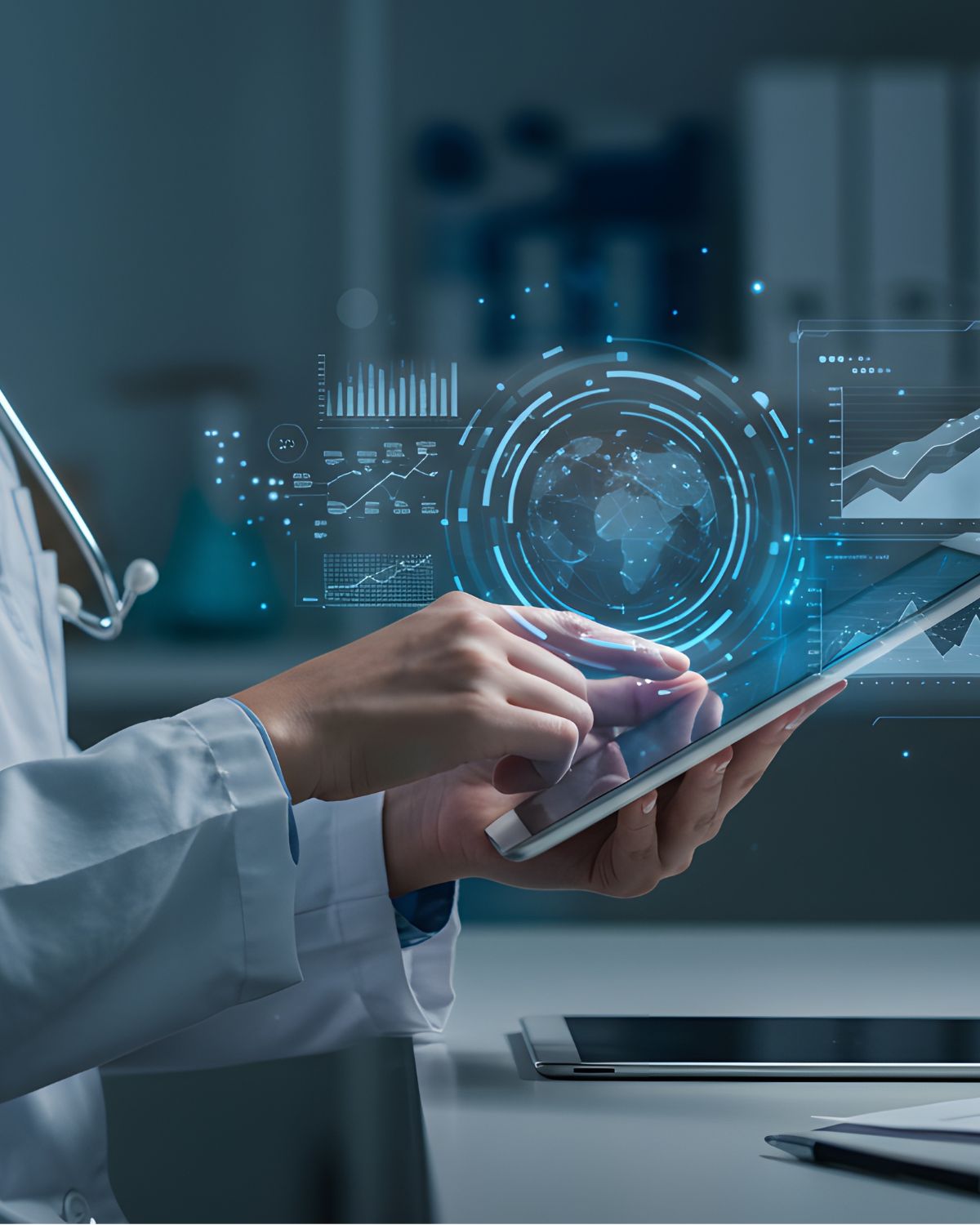 healthcare provider looking at data on ipad