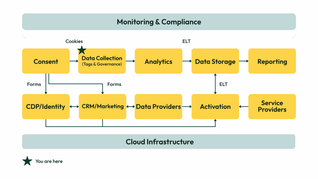 Graph displaying Data Collection's location in the healthcare stack.