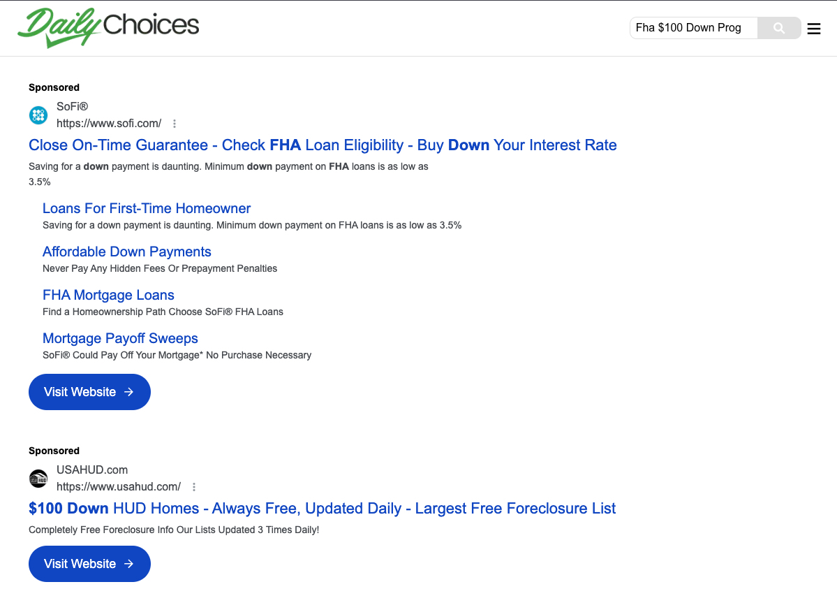 example of a scam ad for FHA loans