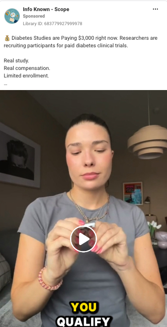 example of meta scam healthcare ad