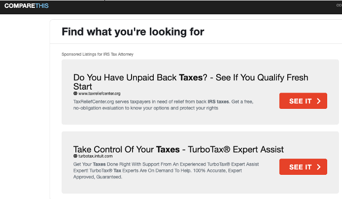 example of a scam ad for taxes