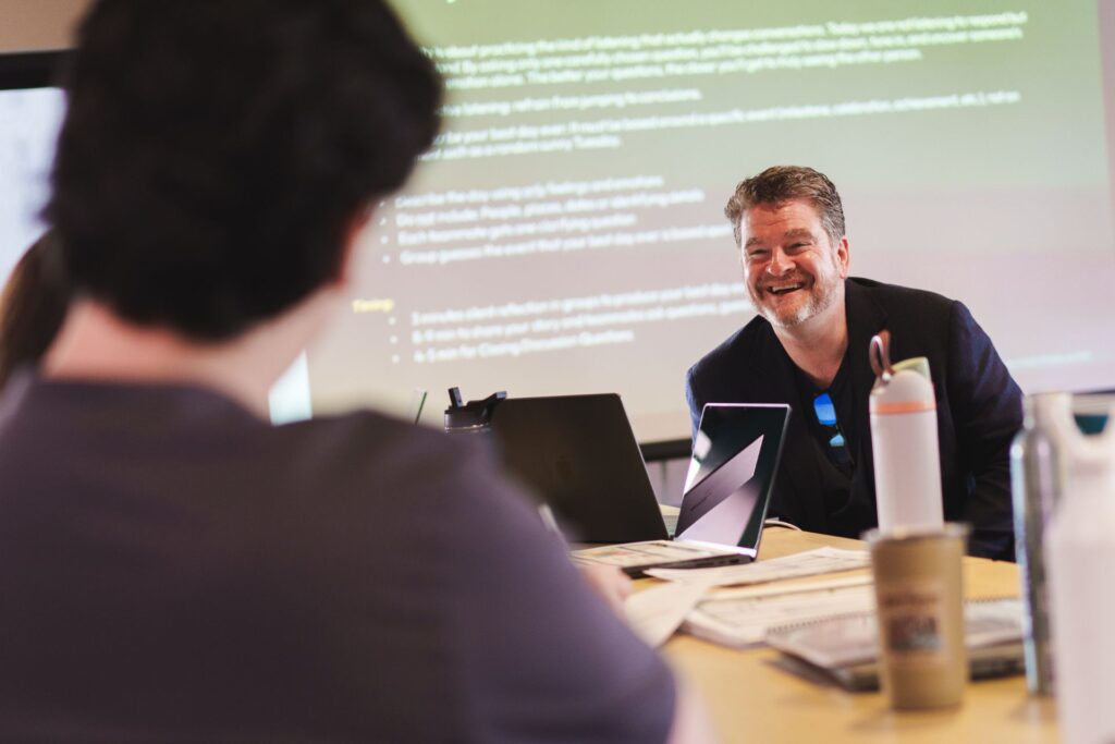 Wheelhouse CEO smiling during working session