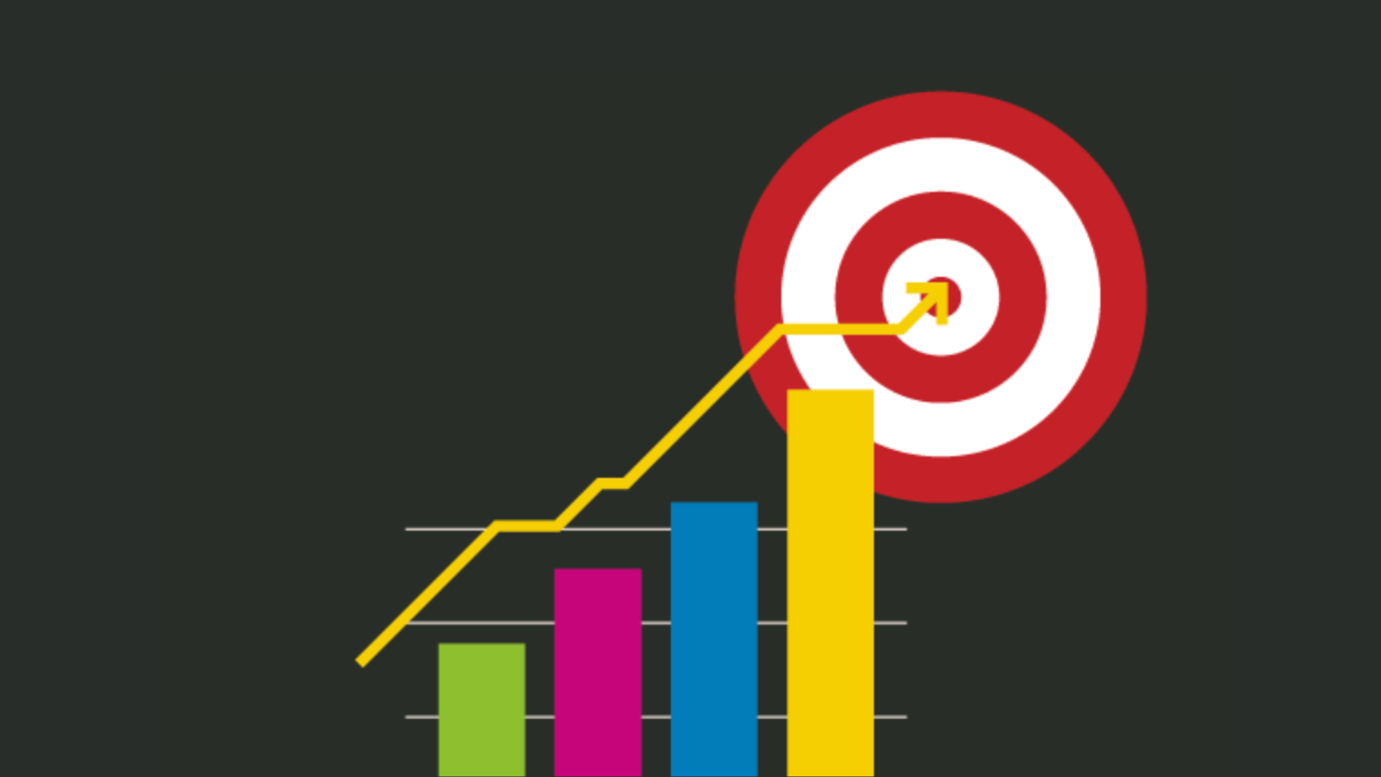 graph showing an increase, moving toward a target