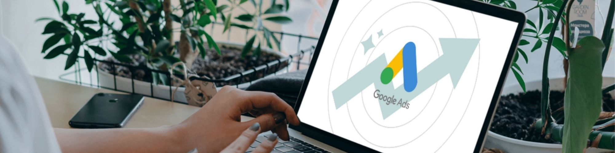 woman working on google ads on her laptop